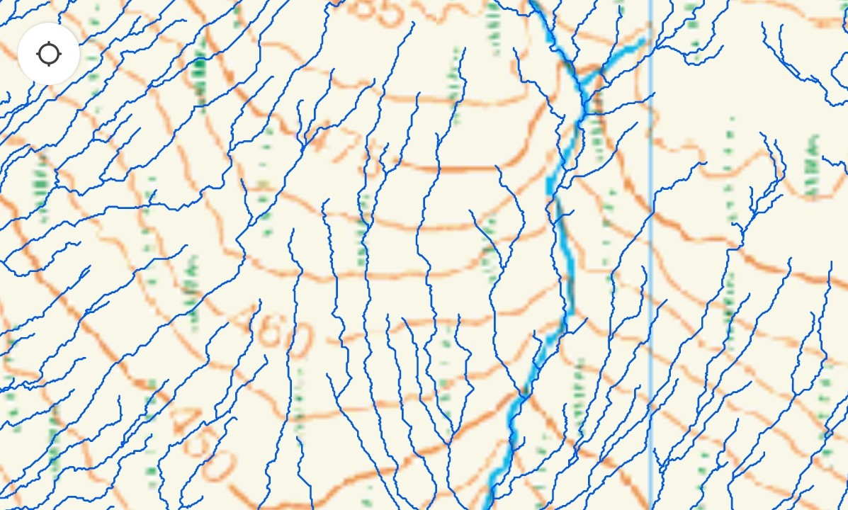 An OS map with blue lines