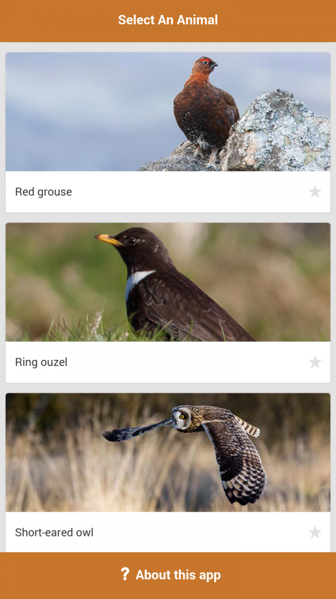 Screenshot of the MoorWILD app