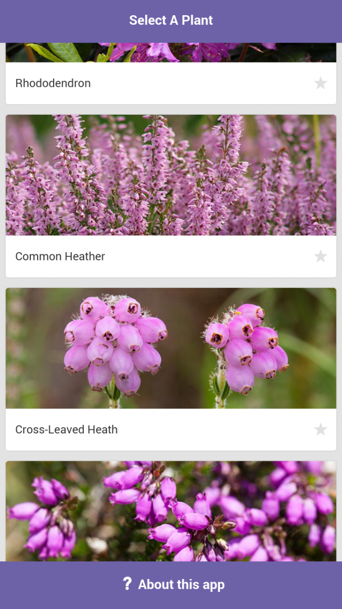 Screenshot of the MoorPLANTS app