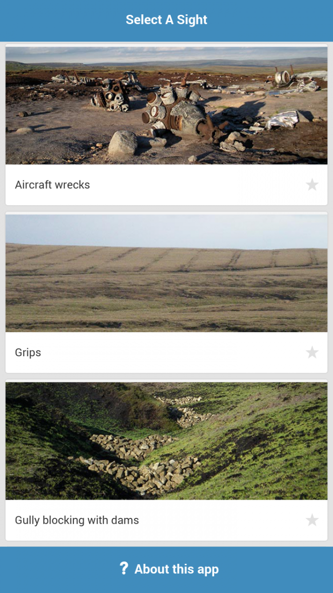 Screenshot of the MoorSIGHTS app