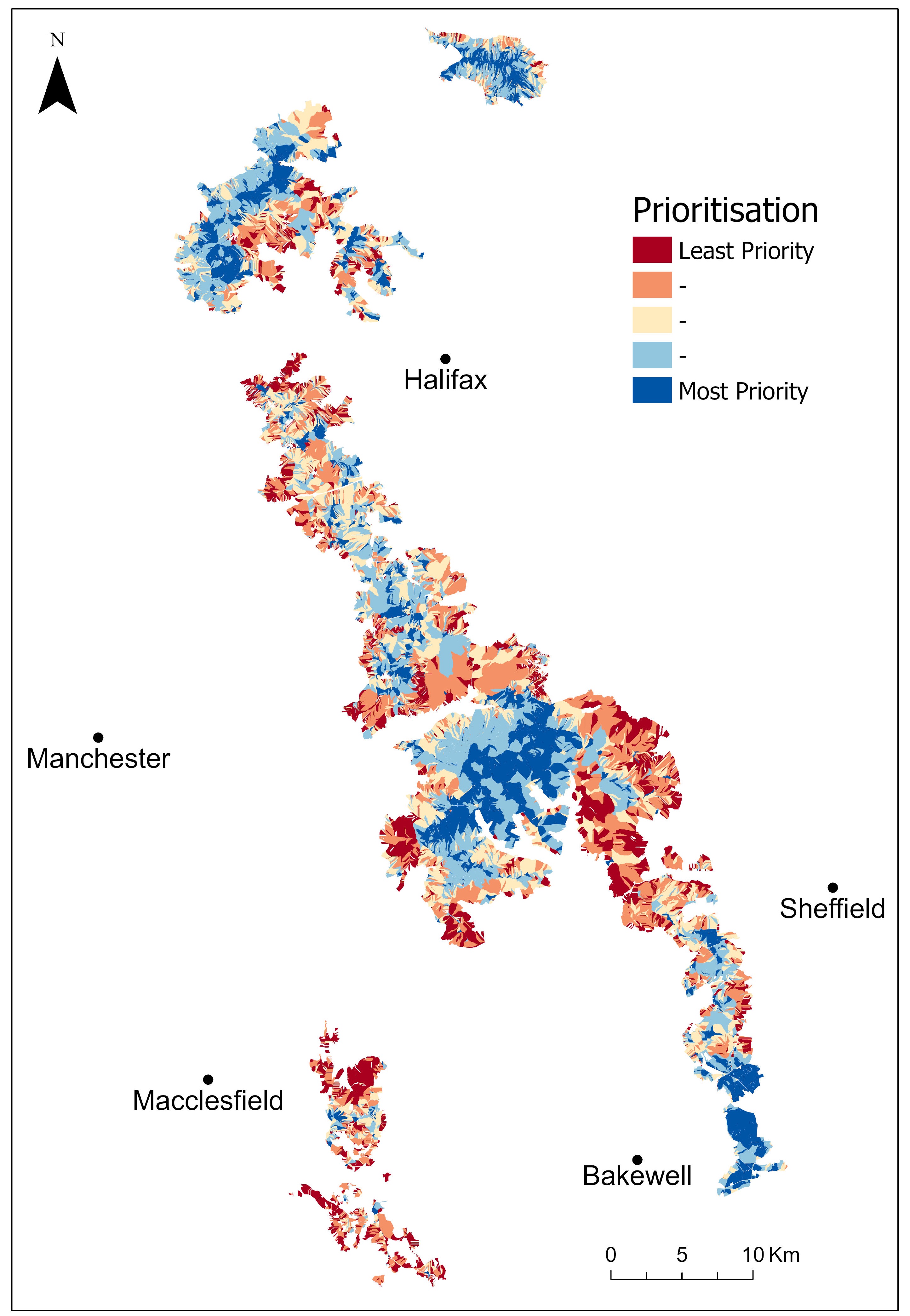 Hydrological model for showing prioritised mini-catchments